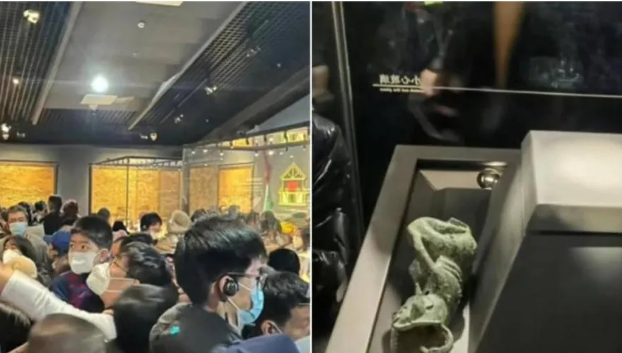 三星堆博物館擠爆…遊客打起來「撞倒千年青銅像」