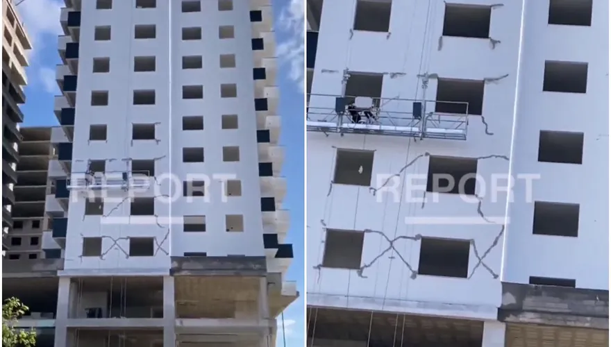 影/土耳其強震大樓現裂縫　建商不補強竟派工人塗抺外牆「粉飾太平」
