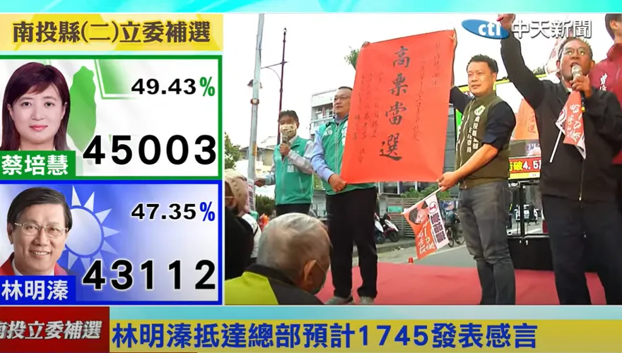 快訊/南投立委補選　震撼藍營！蔡培慧擊敗林明溱「自行宣布當選」