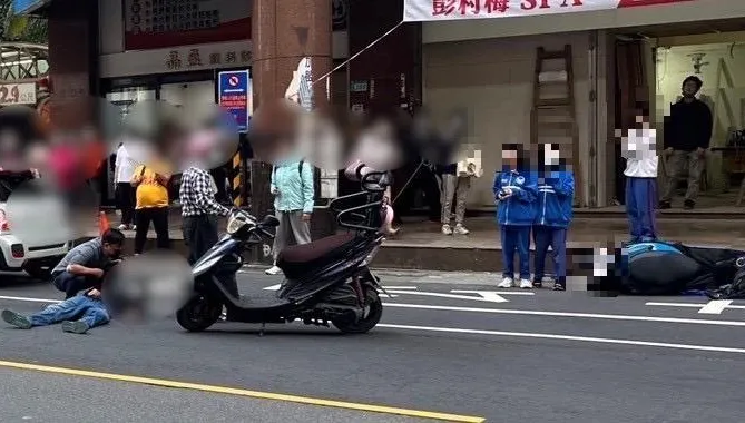 影/台灣最美風景無誤！3國中妹路見男子遭撞飛　冰淇淋和書包丟一邊秒衝救援