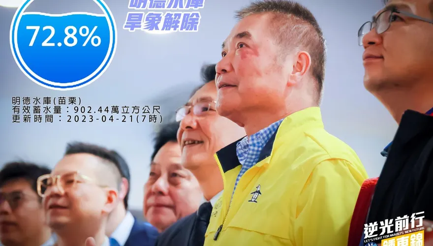 「儲水量回升到72.8%」　「最狂縣長」鍾東錦宣布　明德水庫旱象解除