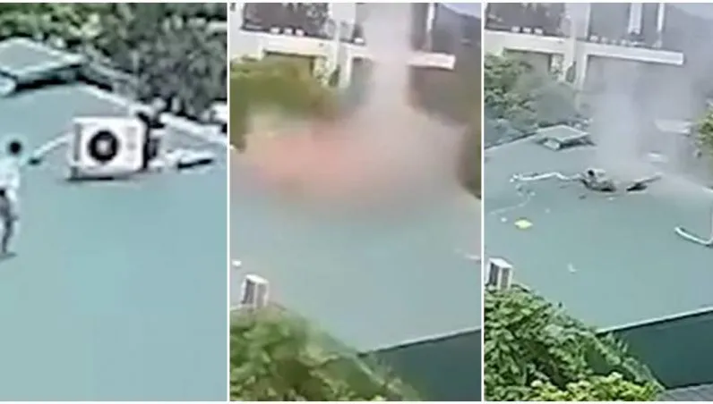 越版絕命終結站！工人修冷氣「緩步靠近」碰一聲大爆炸　「屋頂開洞」他死了