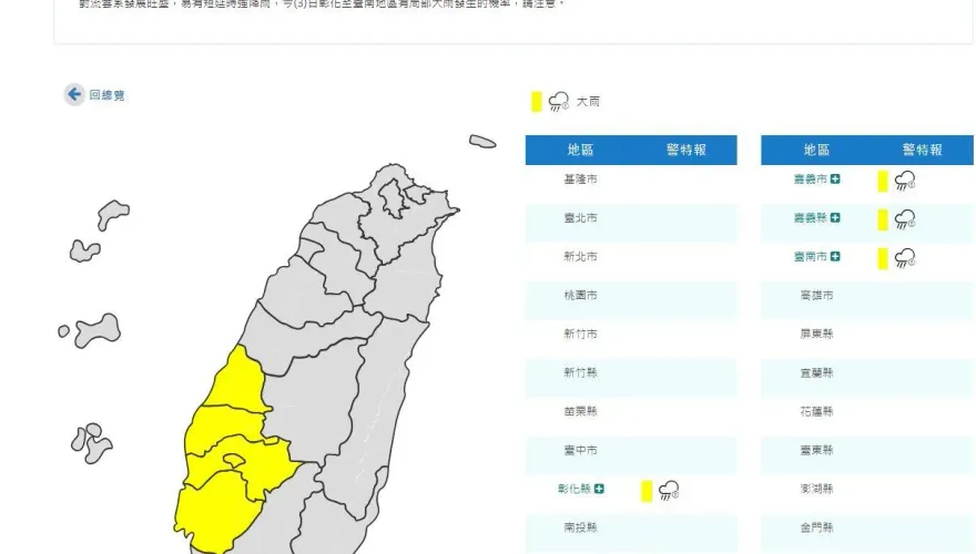快訊/午後迎雨彈轟炸！「5縣市」大雨特報　降雨熱區出爐