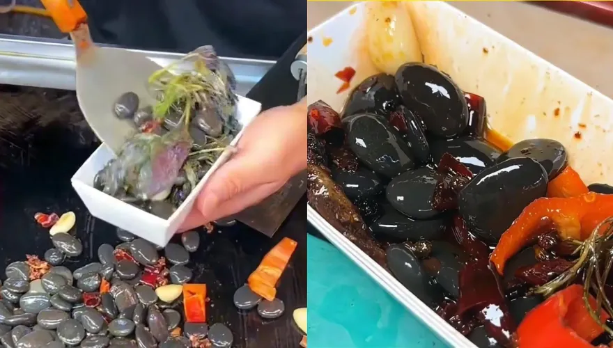影/真硬菜！夜市現「爆炒鵝卵石」一份69元　怎麼吃？餐飲協會：吮一下就丟