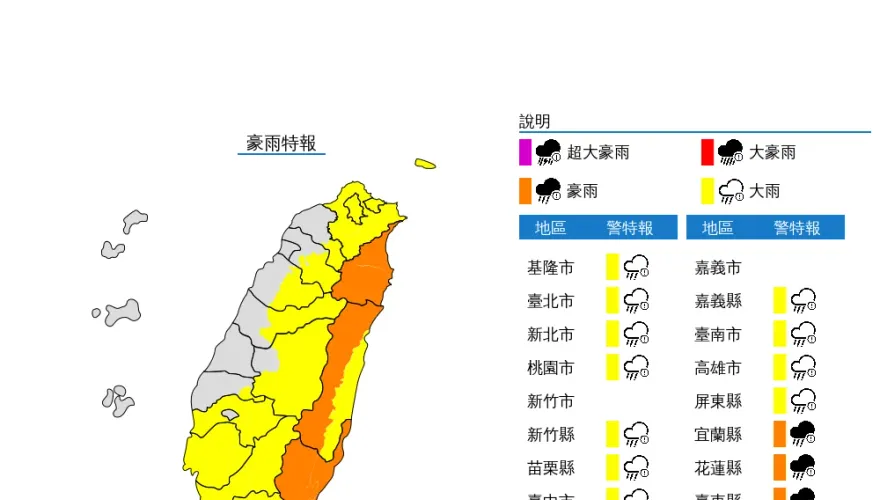 快訊/全台晚間慎防豪大雨！氣象局發布最新特報