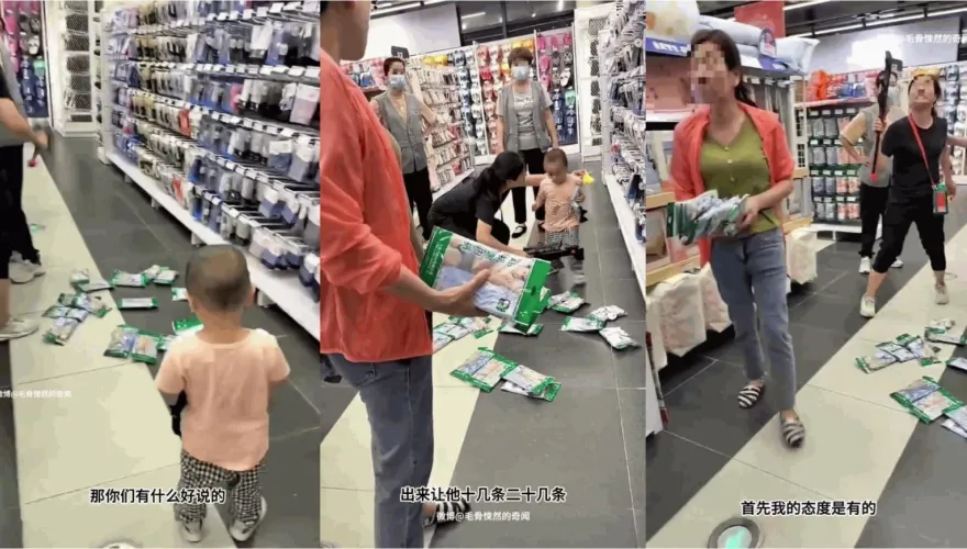 影/男童超市亂扔商品被阻止　恐龍媽抓狂吼：讓他玩夠會收拾不然會哭