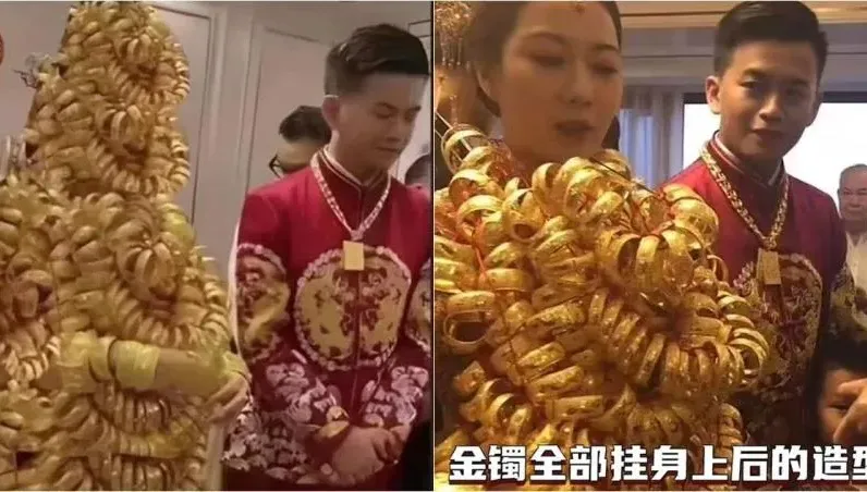 網紅結婚全身掛滿金飾「臉全被蓋住」超驚人　豪奢畫面竟是這樣來！