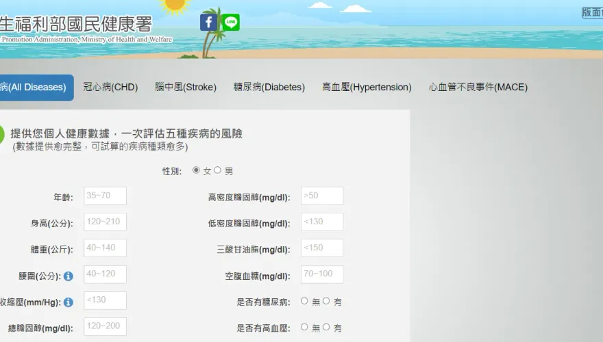 健檢紅字別輕忽！「慢性疾病風險評估平台」自己算未來10年腦中風、糖尿病風險