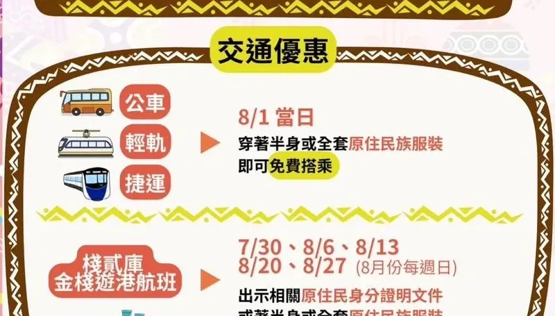 期間限定！高雄捷運公司響應原住民日　僅限這一天「穿族服免費搭車」