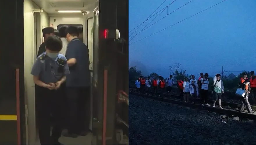 影/「走鐵軌鑽樹林」徒步10小時！京津冀暴雨列車停駛　900旅客被困2天2夜終脫困
