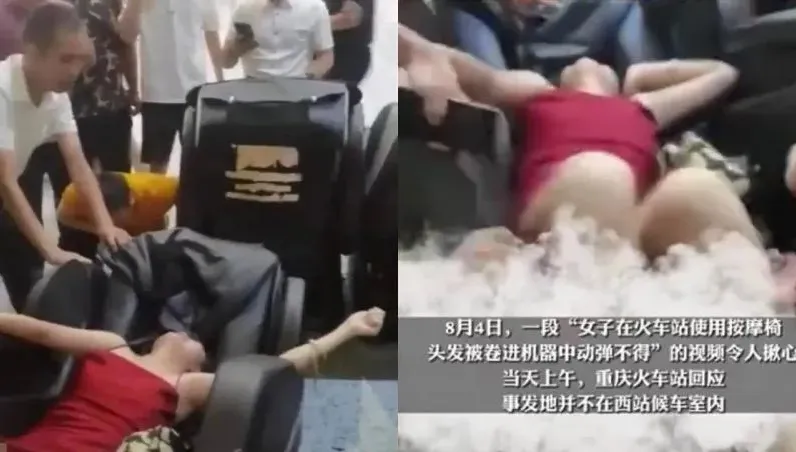 影/驚！用按摩椅「桑擠咧」下一秒長髮捲入　女險被掀頭皮痛喊：快剪髮