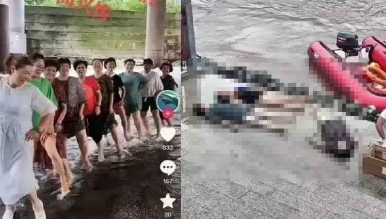 「就要跳水上廣場舞」！11大媽拍抖音遇河水暴漲…全被沖走7慘死