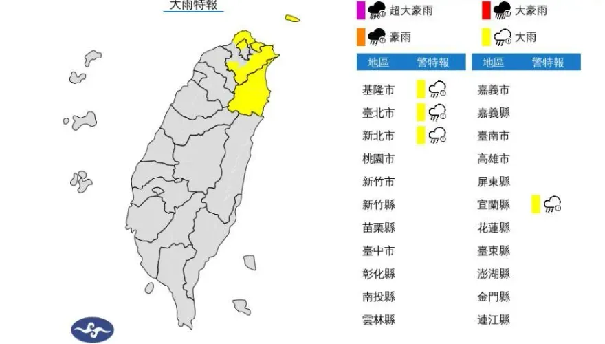 快訊／午後對流雲系發展旺盛！　「北北基宜」大雨特報