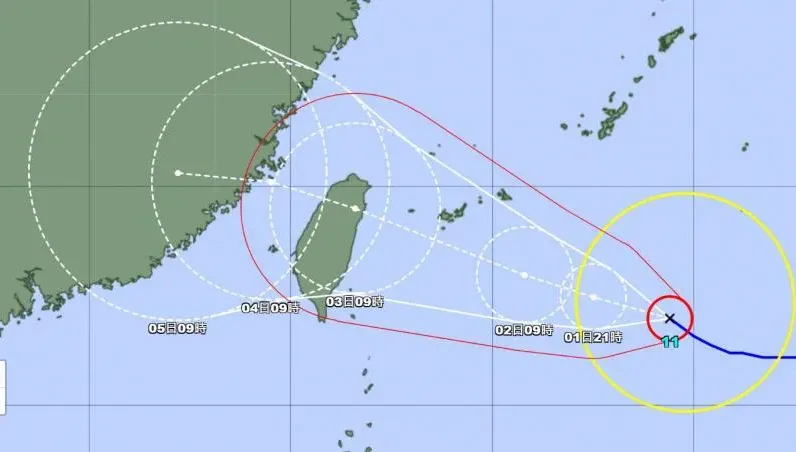 海葵颱風/日本氣象廳預測：海葵颱風3日籠罩全台恐「轉強颱」