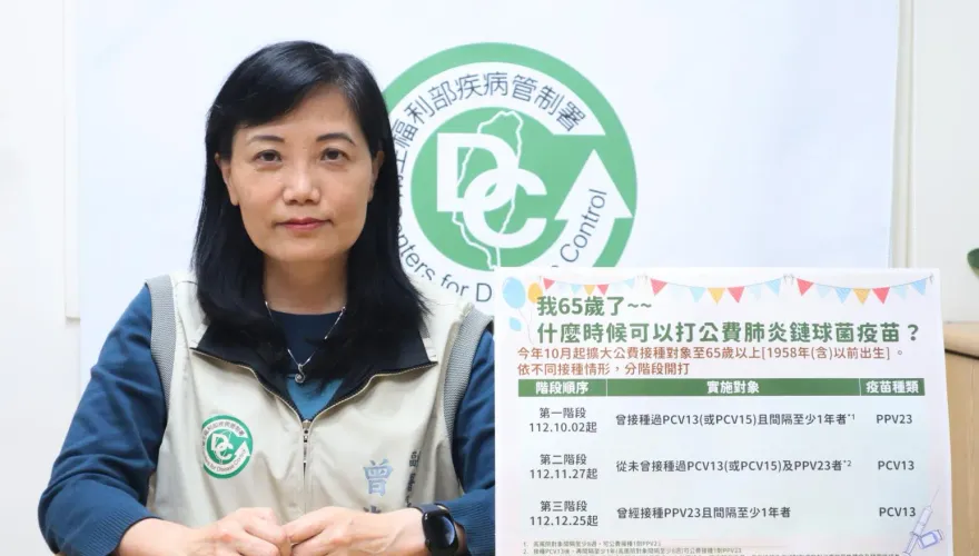 10/2開打！65歲以上民眾公費接種「肺炎鏈球菌疫苗」分三階段