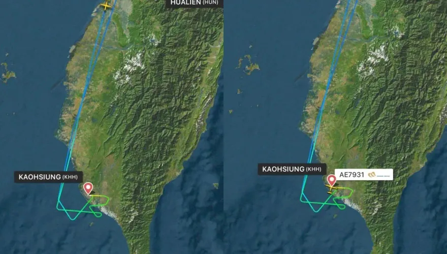 快訊/華信航空高空起火！緊急飛回小港機場　消防車一旁待命