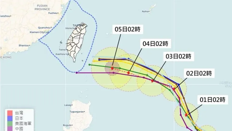 颱風「小犬」路徑曝光！下週二恐開始影響台灣　宜花東急降雨3天