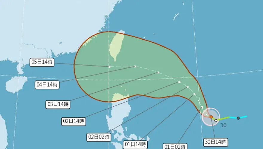 小犬颱風影響國慶連假機率曝！10/4至10/6影響台灣最明顯　東半部將迎多日雨天