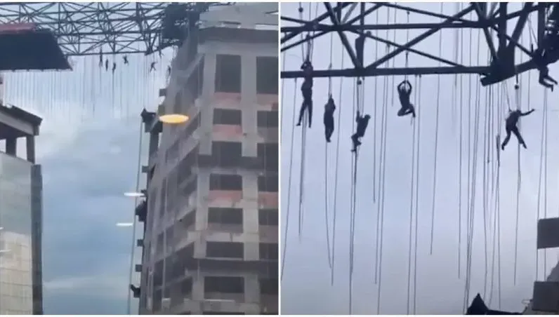 大樓結構突坍塌！8工人懸掛「140公尺高空」垂死掙扎　1人撐不住墜地亡