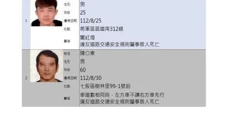 真面目曝光！台南公布高風險駕駛　2男違規撞死人