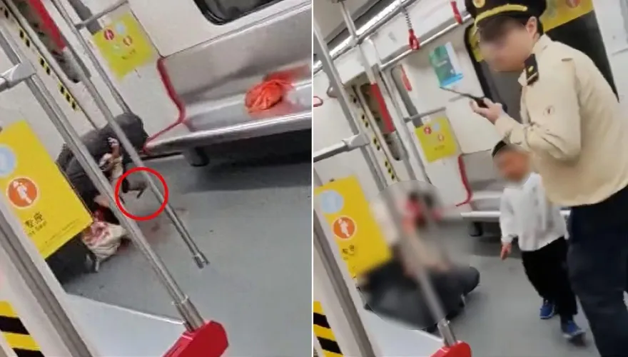影/地鐵濺血！乘車被孩子撞到爆衝突…他持刀捅家長　男童嚇壞哭喊「爸爸」