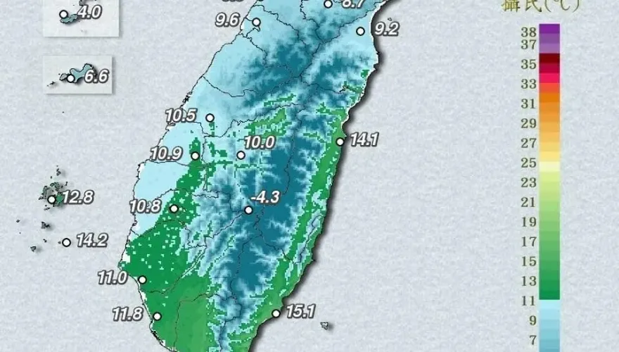 冷色系延伸到台南！　鄭明典貼一圖示警「寒流還沒結束」：南部今晚恐更低溫