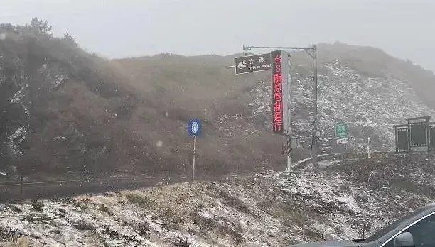 影/合歡山下雪了！一片白蓋邊坡民眾嗨翻　她凌晨上山等7hrs就追到雪
