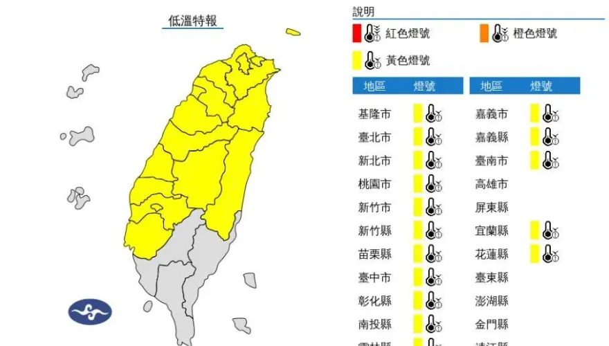 快訊/強烈大陸冷氣團報到！　「16縣市低溫特報」恐跌破10°C