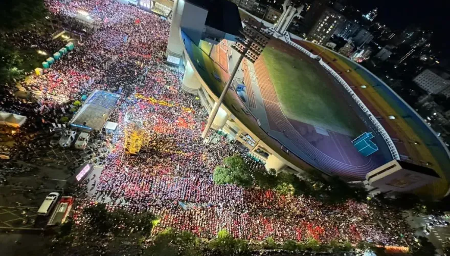 影/侯友宜選前之夜「空拍圖」太震撼！韓國瑜率藍營大咖集結　超狂人數曝光