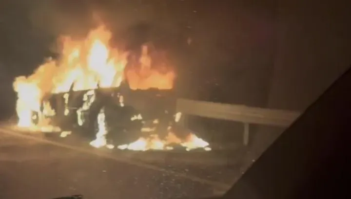 快訊/五楊高架晚間火燒車！駕駛下車瞬間燒成火球　驚險影像曝光