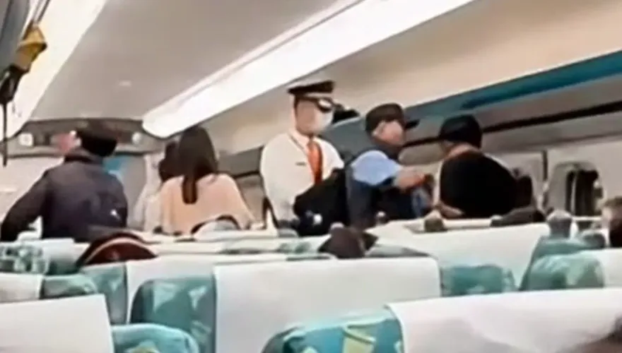 影/霸佔對號座「搶保全裝備」！高鐵黑衣男遭鎖喉、過肩摔