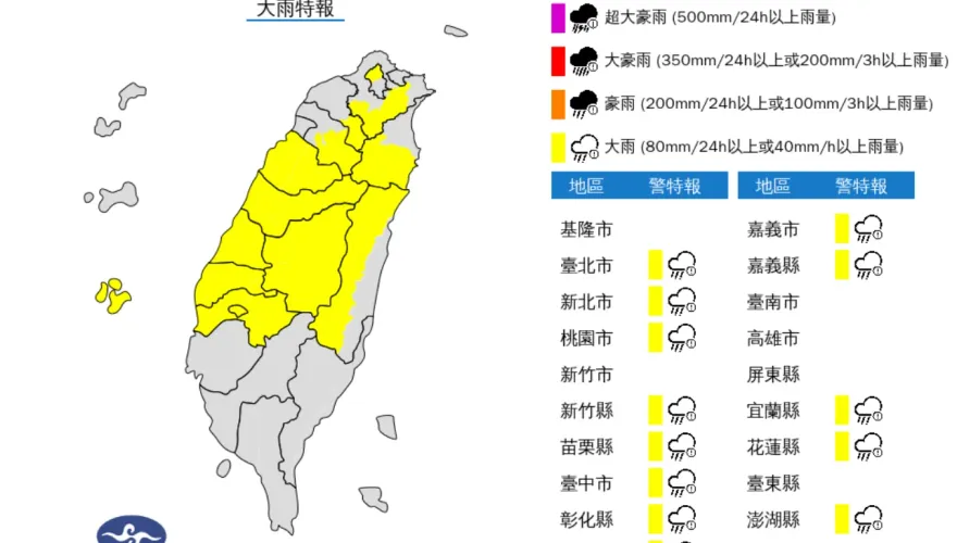 快訊/雨彈續炸！14縣市大雨特報　最新警戒區曝