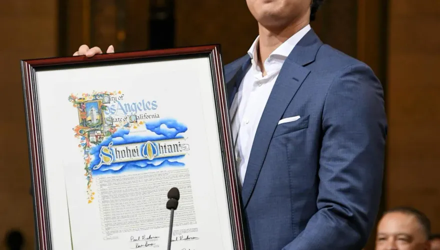 大谷翔平接受洛杉磯市表揚！　每年5月17日訂為「大谷翔平日」