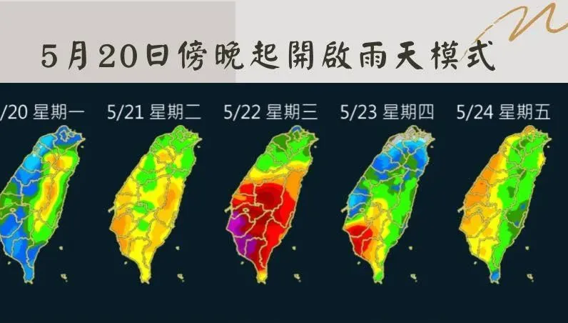 快變天了！520總統就職後開啟雨天模式...中南部「紅到發紫」
