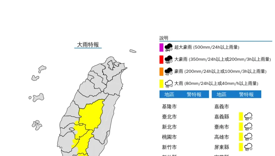快訊／雨彈狂炸6地區！氣象署公布最新大雨特報「一路下到晚上」