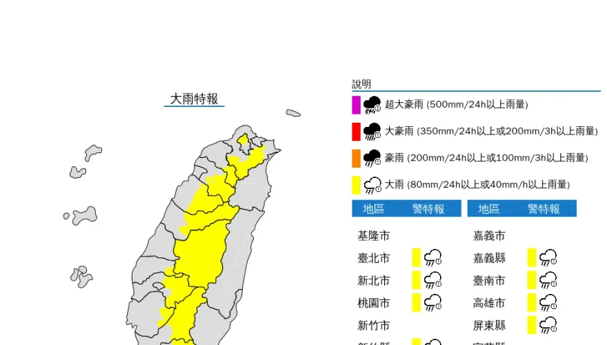 快訊/雨彈午後開炸12縣市！氣象署發布「大雨特報」　一路下到晚上