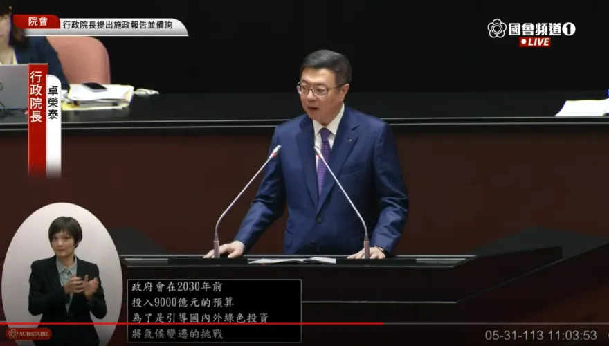 比前瞻8年8400億更敢！卓榮泰喊出「6年9000億」綠能投資　王鴻薇爆氣：掏空國家