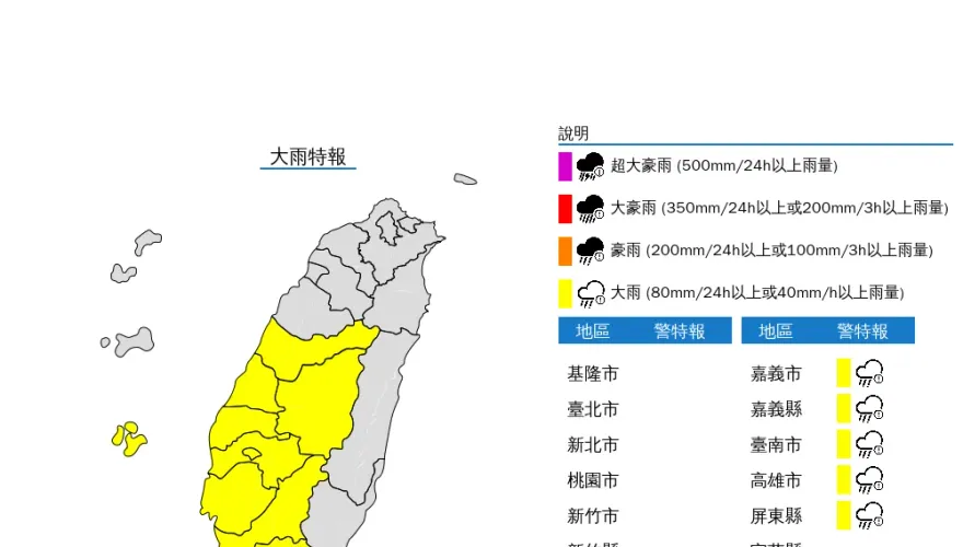 快訊／國家警報響！大雷雨開轟「3地」　10縣市大雨特報