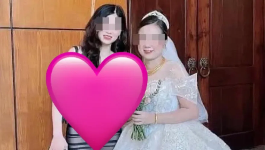 越南妹穿「黑絲透視裝」喝喜酒！送客合照　新娘秒變大媽