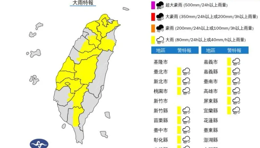 快訊/注意雷擊、強陣風！「15縣市」大雨特報　一路炸到晚上