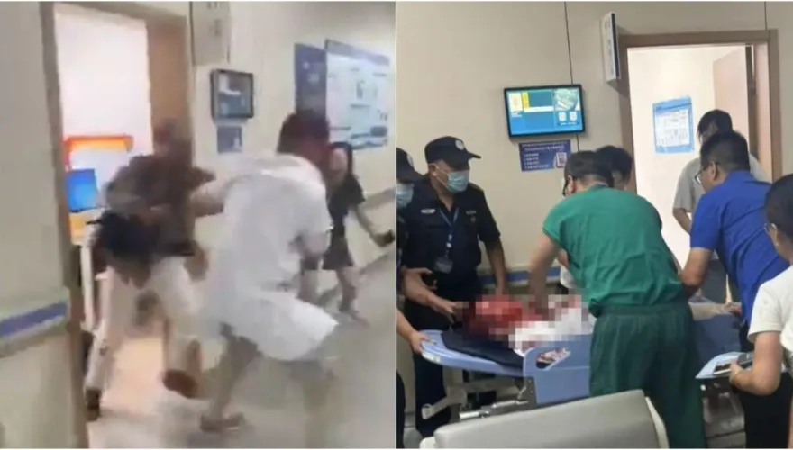 影/追殺畫面曝！病患家屬持刀闖診間狂捅　醫生滿臉鮮血不治…網曝「砍錯人」