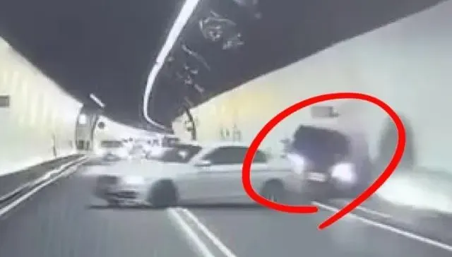 影/撞擊瞬間曝！雪隧驚悚車禍直擊「休旅車撞BMW再撞隧道壁」2人送醫