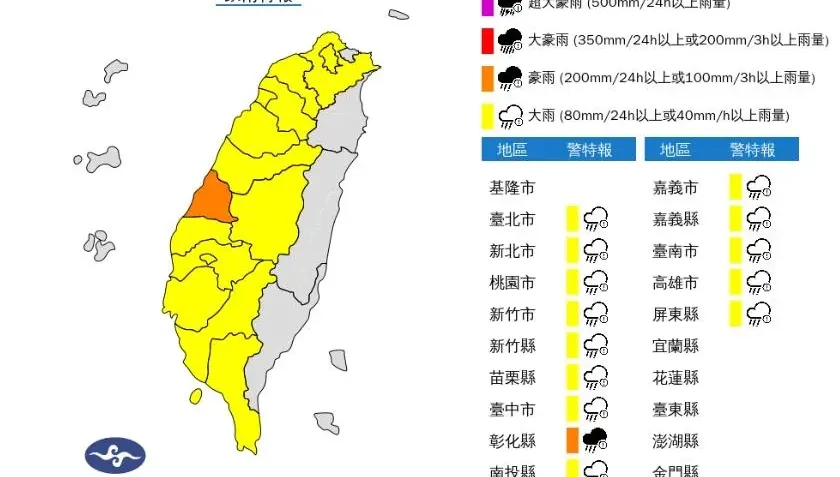 快訊/「核級雨彈」狂轟炸！「15縣市」續發大雨特報　「1地」雨勢再升級