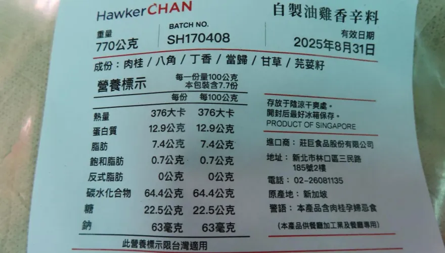 快訊/知名新加坡美食「了凡油雞飯」出包！「香辛料」檢出農藥殘留超標