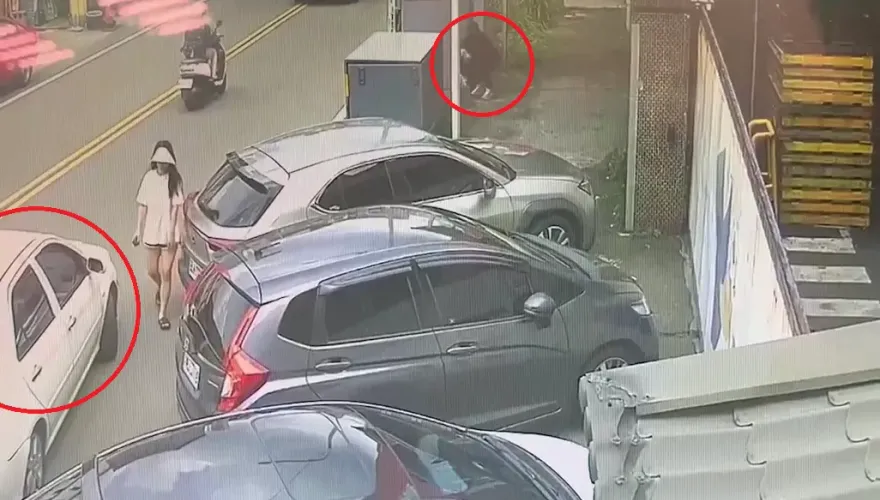 影/高清直擊30秒擄人！苗栗白車、黑衣男蹲點　粗暴押走「真理褲」人妻