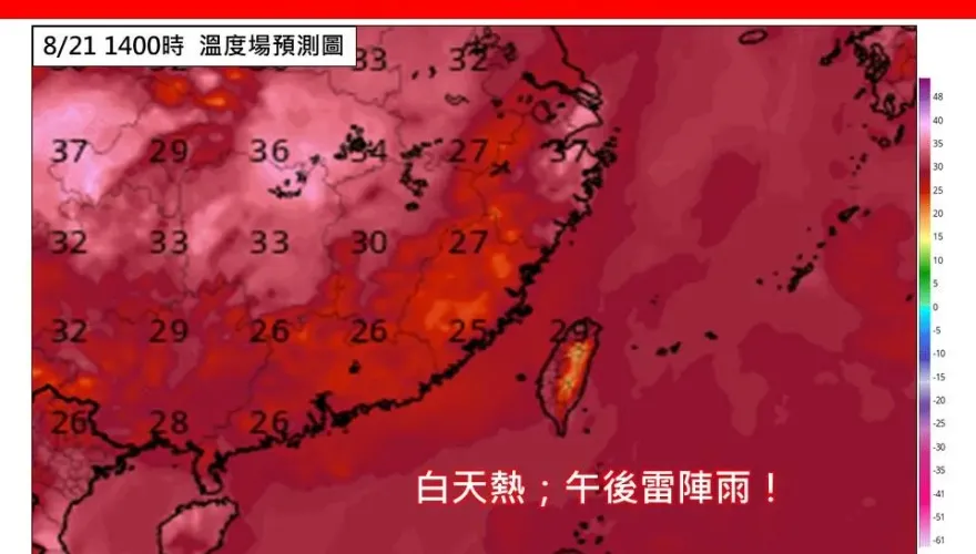 夏天還沒走！氣象專家曬「1圖」全台紅通通　高溫上看36度