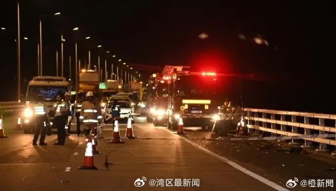 影/上夜班竟出事！中年港男深圳灣大橋「墜海身亡」　疑因車輛失控撞欄