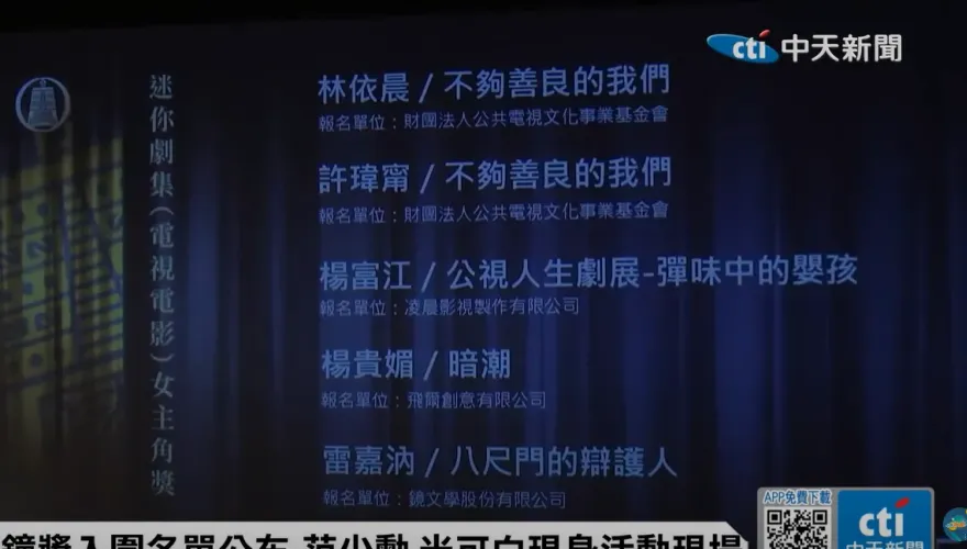 快訊/同劇相爭！林依晨、許瑋甯《不夠善良的我們》迷你劇雙女主入圍