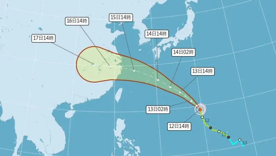 貝碧佳最快明天轉中颱！9/14離台灣最近　外圍雲系影響北部、東北部