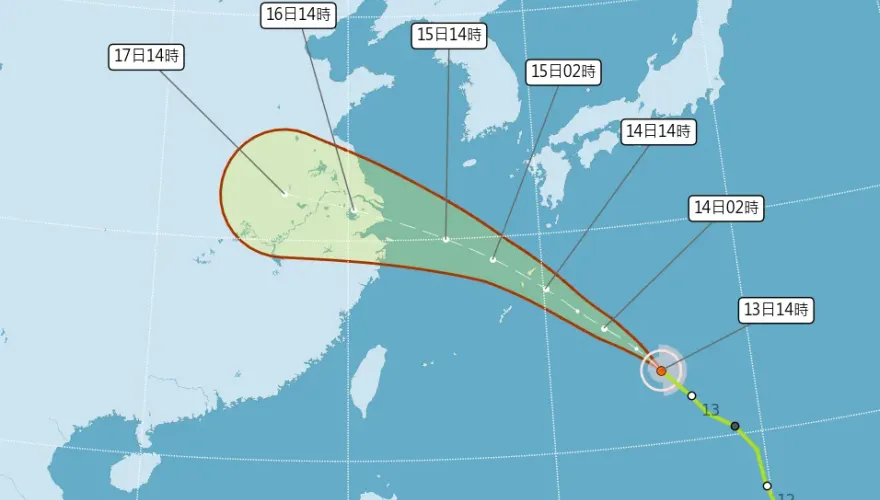 颱風貝碧佳路徑偏北對台影響減小　14日西部東北部防午後大雨